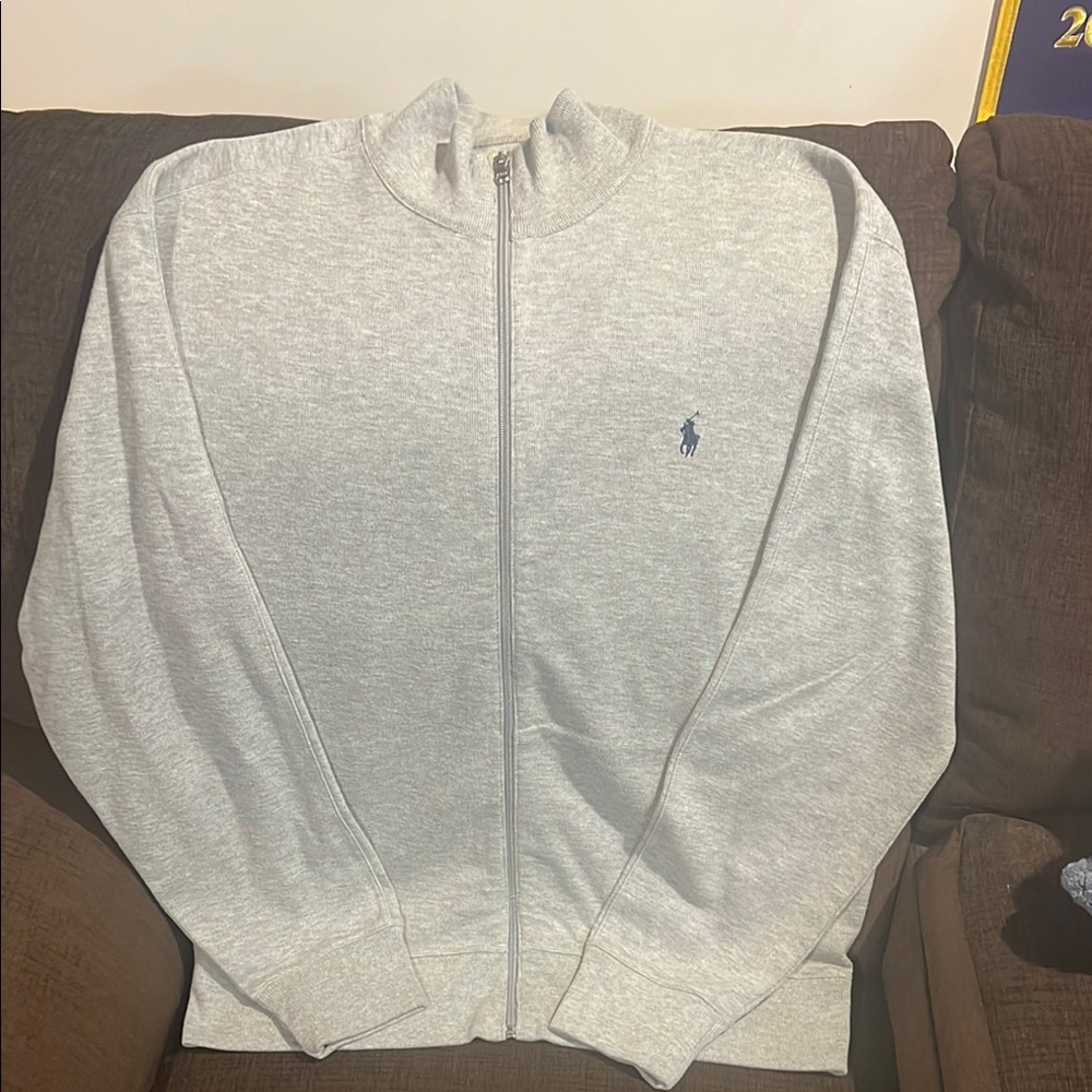 Polo by Ralph Lauren Men's Gray Full-Zip Double Knit Jacket